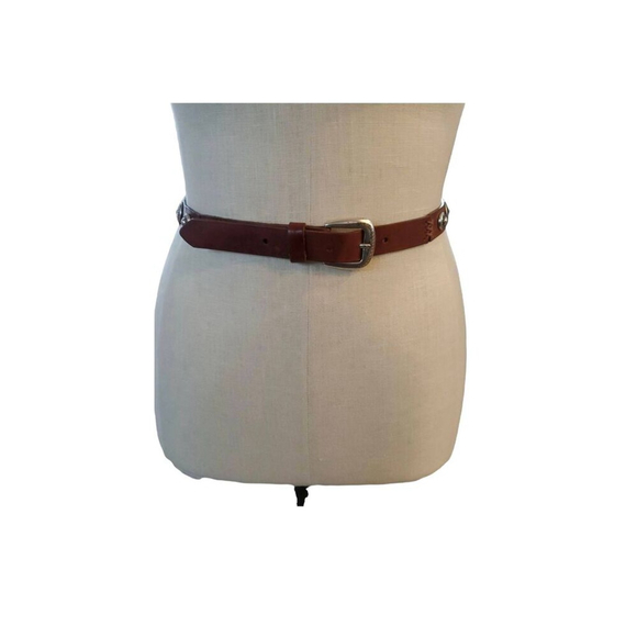 Fossil Accessories - Fossil M Brown Leather Belt Silver Southwestern Concho